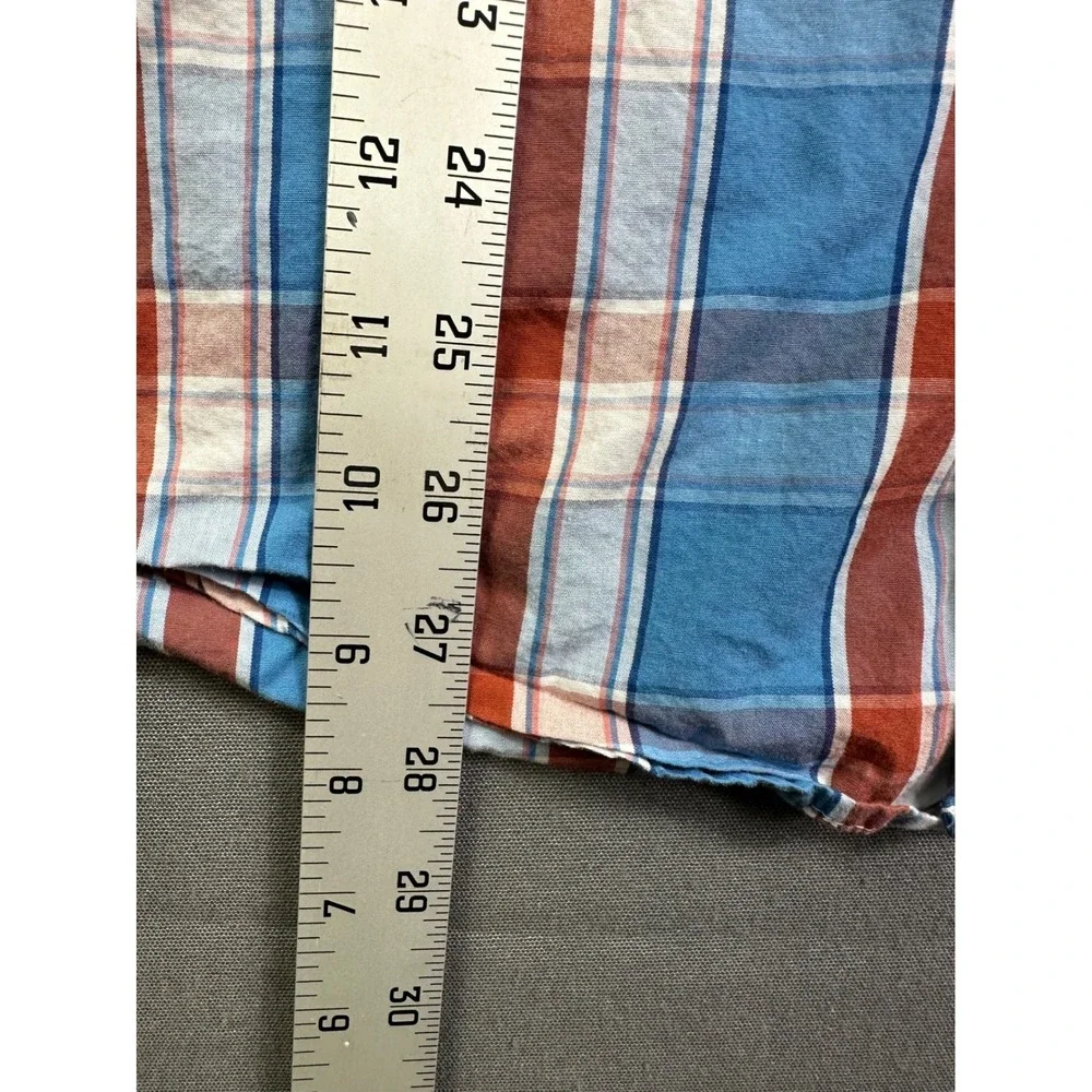 Levis Men's Long Sleeve Plaid Button Down Shirt Blue Orange Standard Fit Large